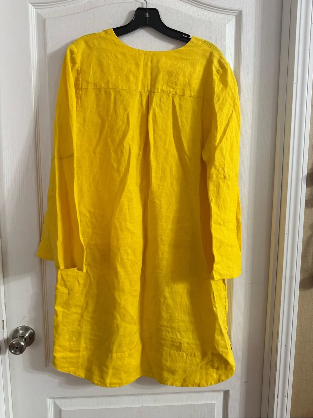 Soft Surroundings 100% Linen Women’s Yellow Bell Sleeve Dress Sz L. AG-60